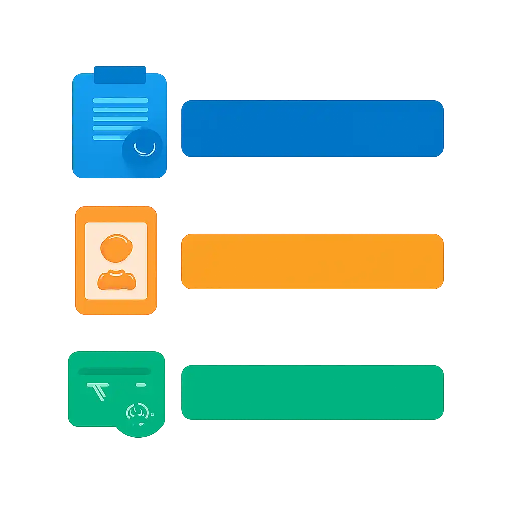 Infographic comparing options using coloured bars and icons only, no text or labels, flat design, Registration, KYC and First Deposit via UPI
