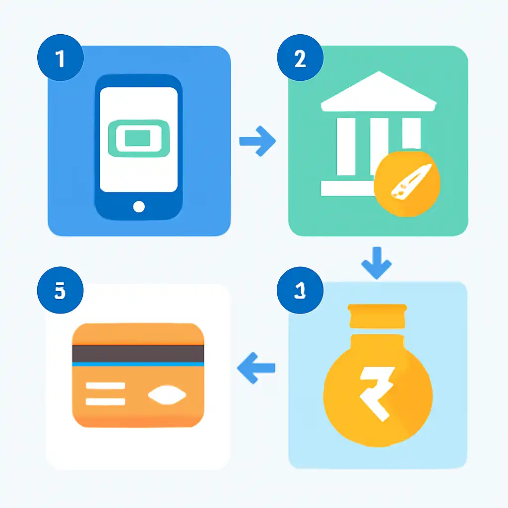 Annotated step diagram: withdrawal limits process with numbered callouts