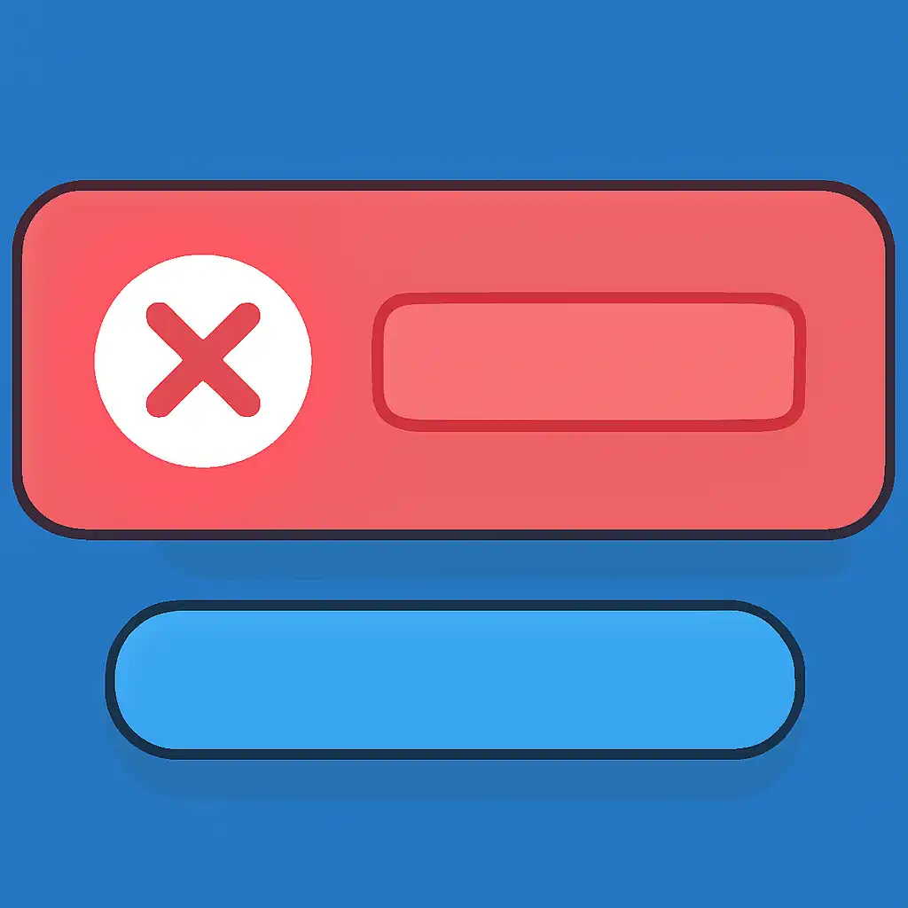 Close-up of button or form field for failed transactions